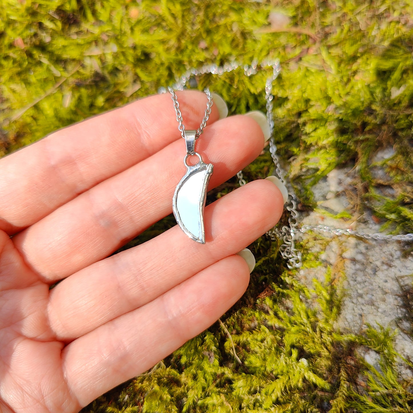 Set of 2 Two-Sided Mirror Necklace - Sun and Moon | Paranormal Protection Necklace | Celestial Gothic Choker | Handmade Jewelry
