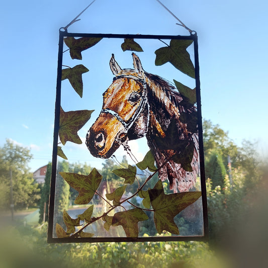 Pressd flower art Pressed flower frame Hand-Painted Frame with Dried Flower Accents - Unique Wall Hanging Art, Perfect Gift for Horse Lovers